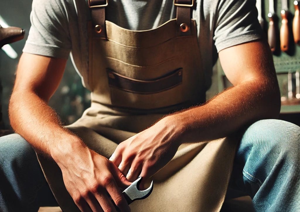 homme avec tablier de travail