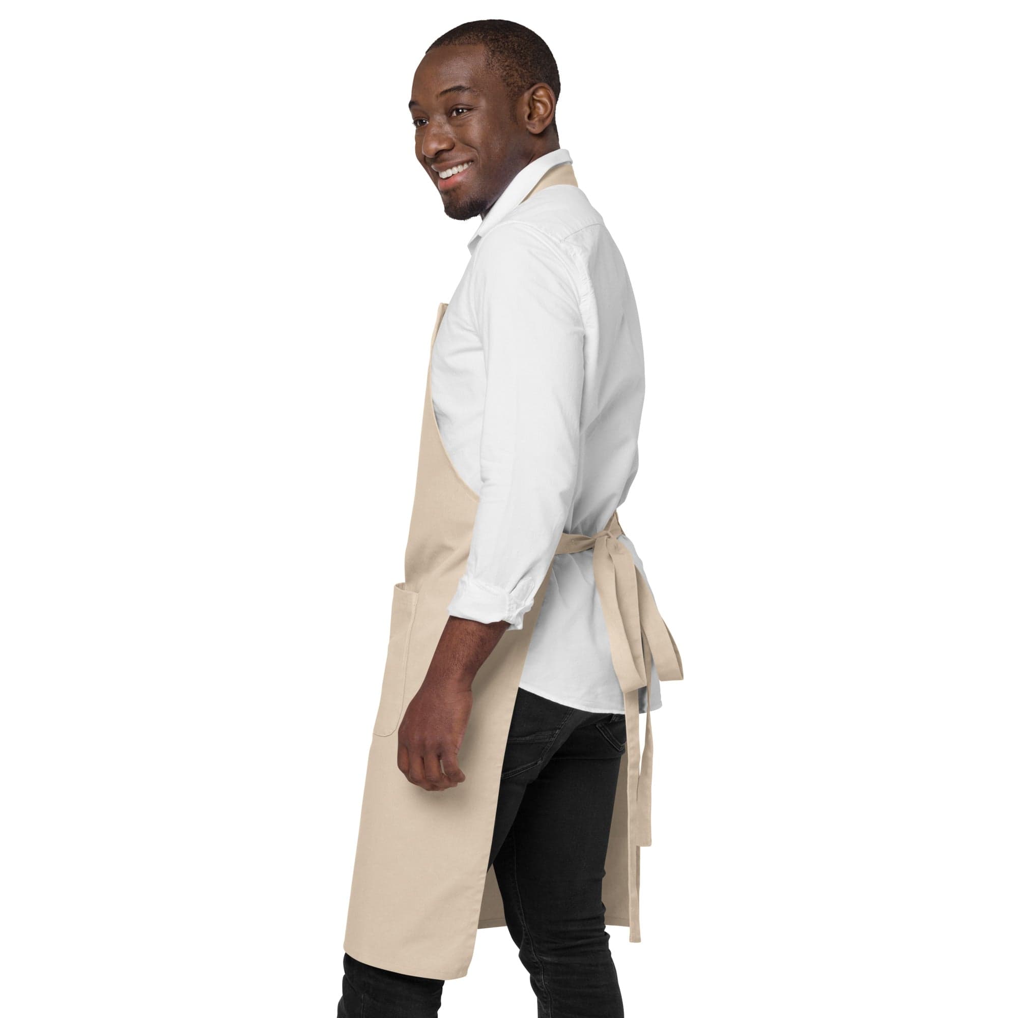 Tablier en coton biologique beige brodé | Les créations® Petit-Tablier®