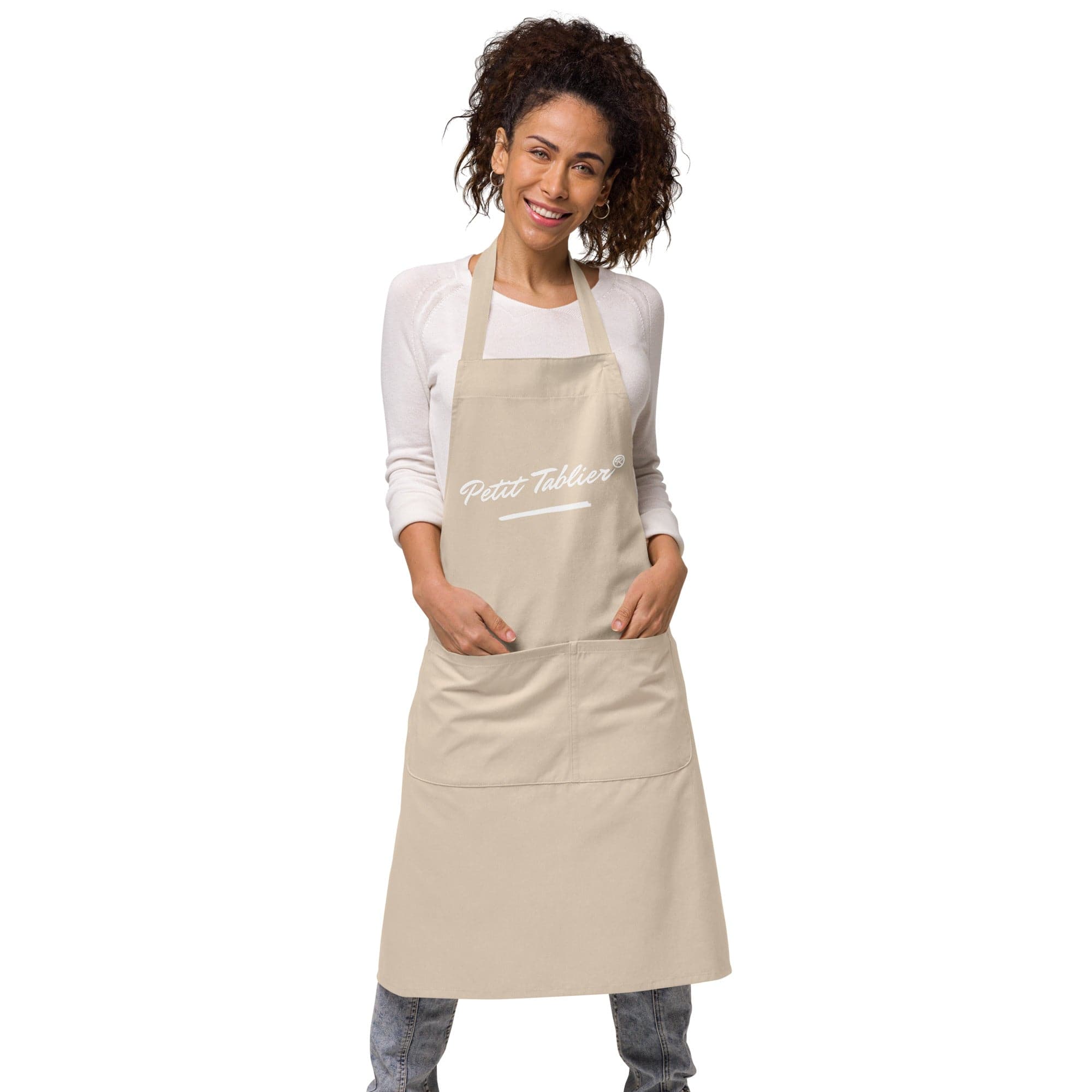 Tablier en coton biologique beige | Les créations® Petit-Tablier®